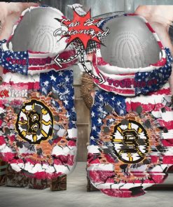 Nhl Boston Bruins American Flag Custom Name Crocs Clog