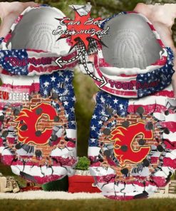 Nhl Calgary Flames American Flag Custom Name Crocs Clog