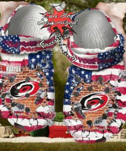 Nhl Carolina Hurricanes American Flag Custom Name Crocs Clog