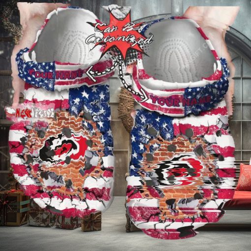 Nhl Carolina Hurricanes American Flag Custom Name Crocs Clog