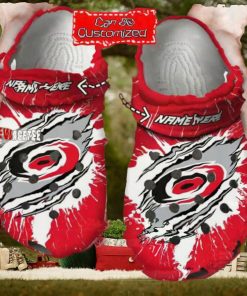 Nhl Carolina Hurricanes Custom Name Red White Crocs Clog