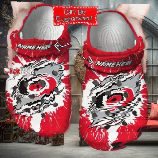 Nhl Carolina Hurricanes Custom Name Red White Crocs Clog