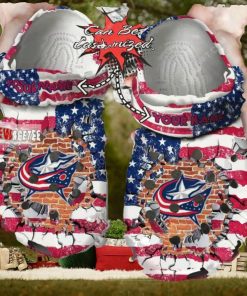 Nhl Columbus Blue Jackets American Flag Custom Name Crocs Clog