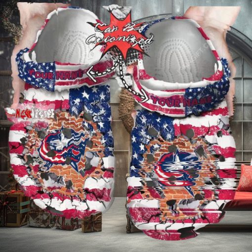 Nhl Columbus Blue Jackets American Flag Custom Name Crocs Clog