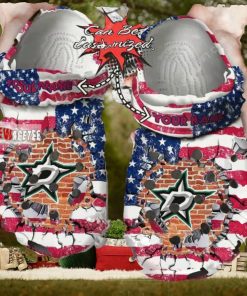 Nhl Dallas Stars American Flag Custom Name Crocs Clog