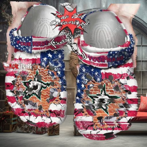 Nhl Dallas Stars American Flag Custom Name Crocs Clog