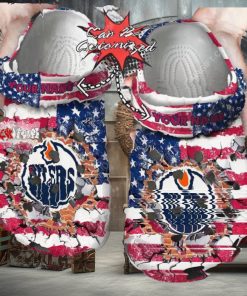 Nhl Edmonton Oilers American Flag Custom Name Crocs Clog