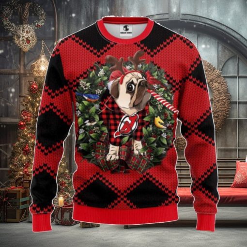 Nhl New Jersey Devils Pug Dog Ugly Christmas Sweathoodie, sweater, longsleeve, shirt v-neck, t-shirt Christmas Gift