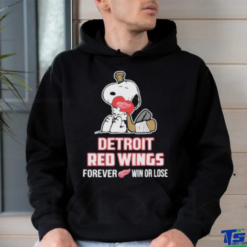 Nhl the Peanuts movie snoopy forever win or lose hockey detroit red wings shirt