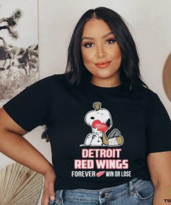 Nhl the Peanuts movie snoopy forever win or lose hockey detroit red wings shirt