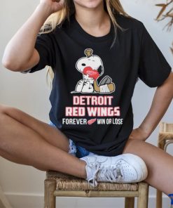 Nhl the Peanuts movie snoopy forever win or lose hockey detroit red wings shirt