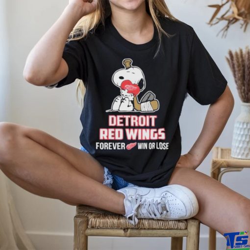 Nhl the Peanuts movie snoopy forever win or lose hockey detroit red wings shirt