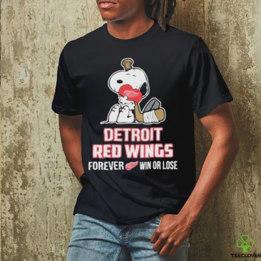Nhl the Peanuts movie snoopy forever win or lose hockey detroit red wings shirt