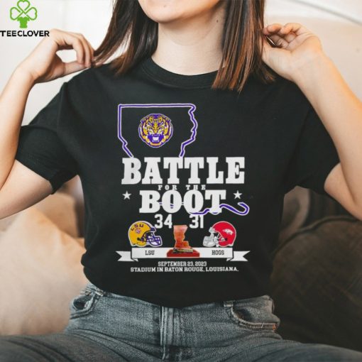 Nice Arkansas Razorback vs LSU Tigers Battle for the boot 2023 final score hoodie, sweater, longsleeve, shirt v-neck, t-shirt