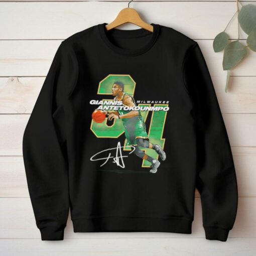 Nice Giannis Antetokounmpo No. 34 Milwaukee Bucks Basketball offset signature hoodie, sweater, longsleeve, shirt v-neck, t-shirt