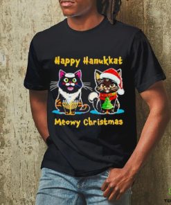 Nice Happy hanukkat meowy Christmas shirt