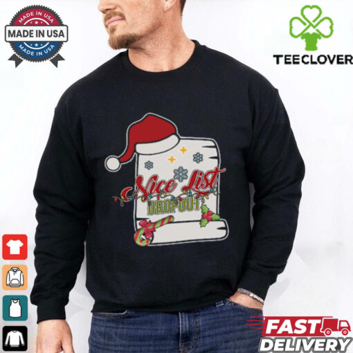 Nice List Dropout Retro Funny Naughty List Christmas Crewneck shirt