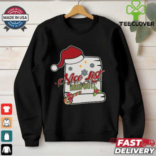 Nice List Dropout Retro Funny Naughty List Christmas Crewneck shirt