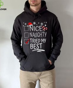 Nice Naughty Tried My Best Funny Christmas List Family Group Shirt