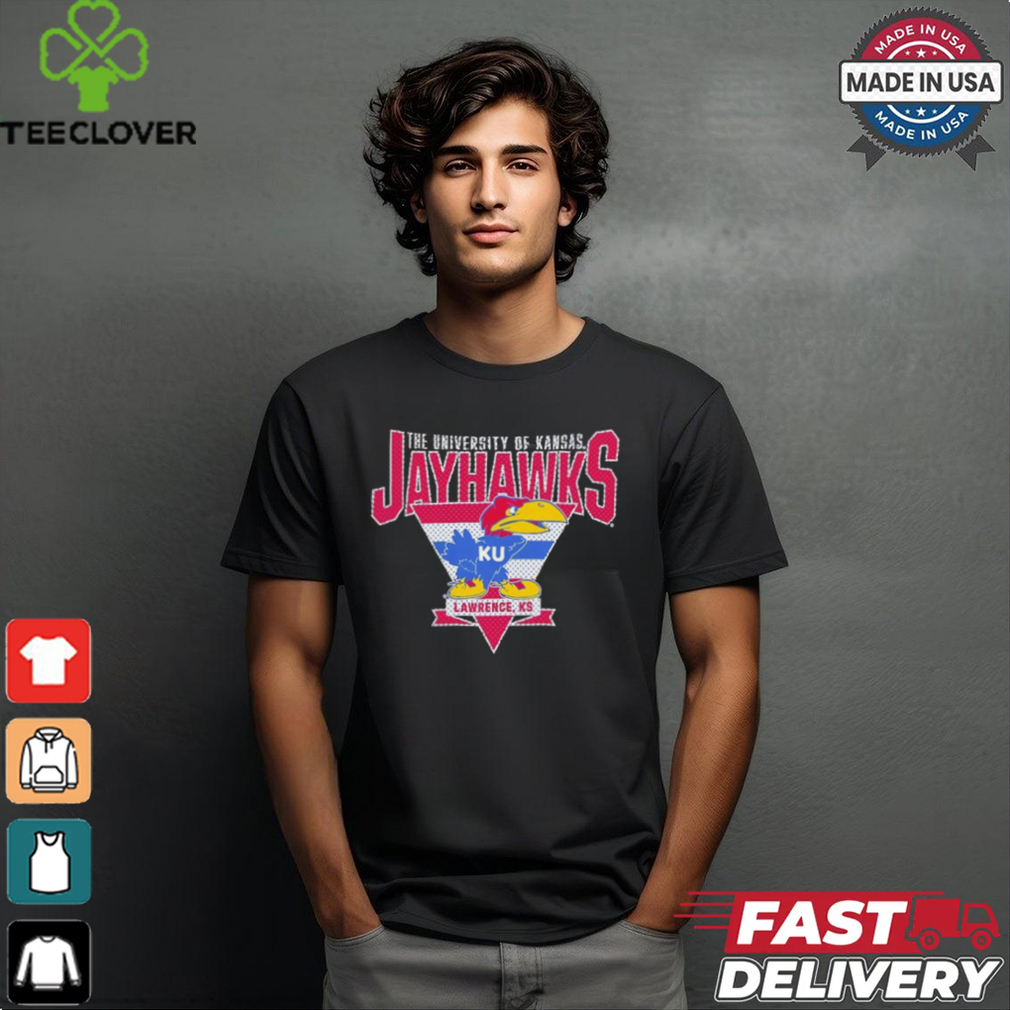 Nice The University OF Kansas Jayhawks KU Lawrence KS triangle shirt Nice The University OF Kansas Jayhawks KU Lawrence KS triangle shirt