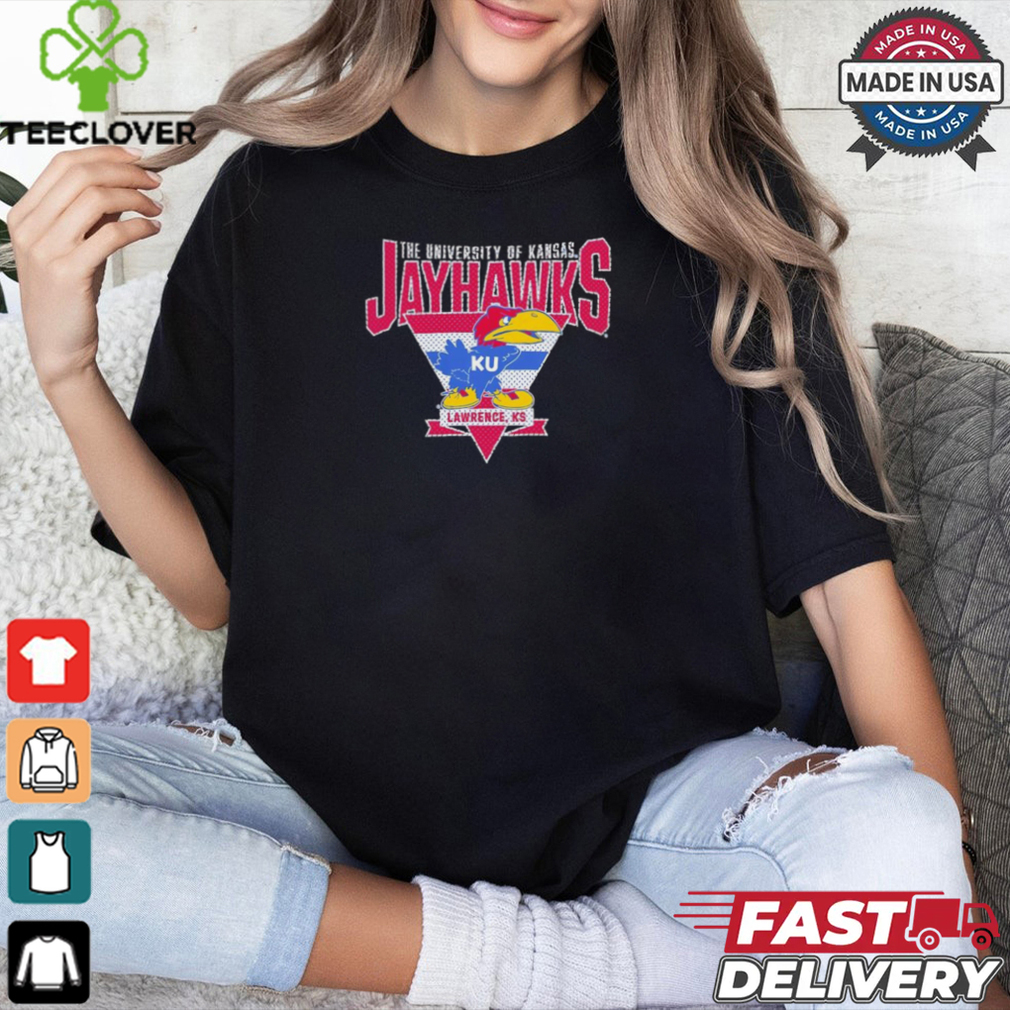 Nice The University OF Kansas Jayhawks KU Lawrence KS triangle shirt Nice The University OF Kansas Jayhawks KU Lawrence KS triangle shirt