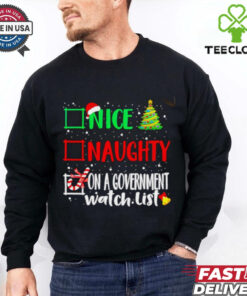 Nice naughty or on a government watch list Christmas shirt