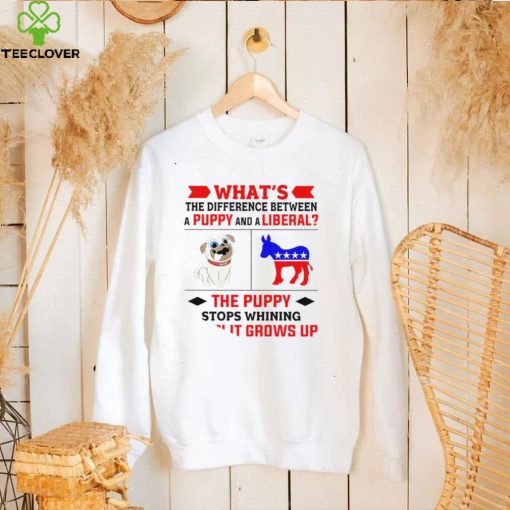 Nice what’s the difference between a puppy and a liberal the puppy stops whining when it grows up 2022 hoodie, sweater, longsleeve, shirt v-neck, t-shirt