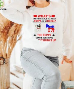 Nice what’s the difference between a puppy and a liberal the puppy stops whining when it grows up 2022 hoodie, sweater, longsleeve, shirt v-neck, t-shirt