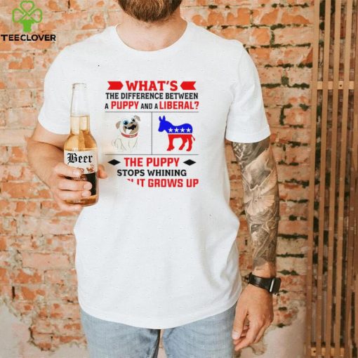 Nice what’s the difference between a puppy and a liberal the puppy stops whining when it grows up 2022 hoodie, sweater, longsleeve, shirt v-neck, t-shirt