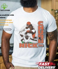 Nick Chubb Cleveland Browns football player leap signature shirt 1 Nick Chubb Cleveland Browns football player leap signature shirt