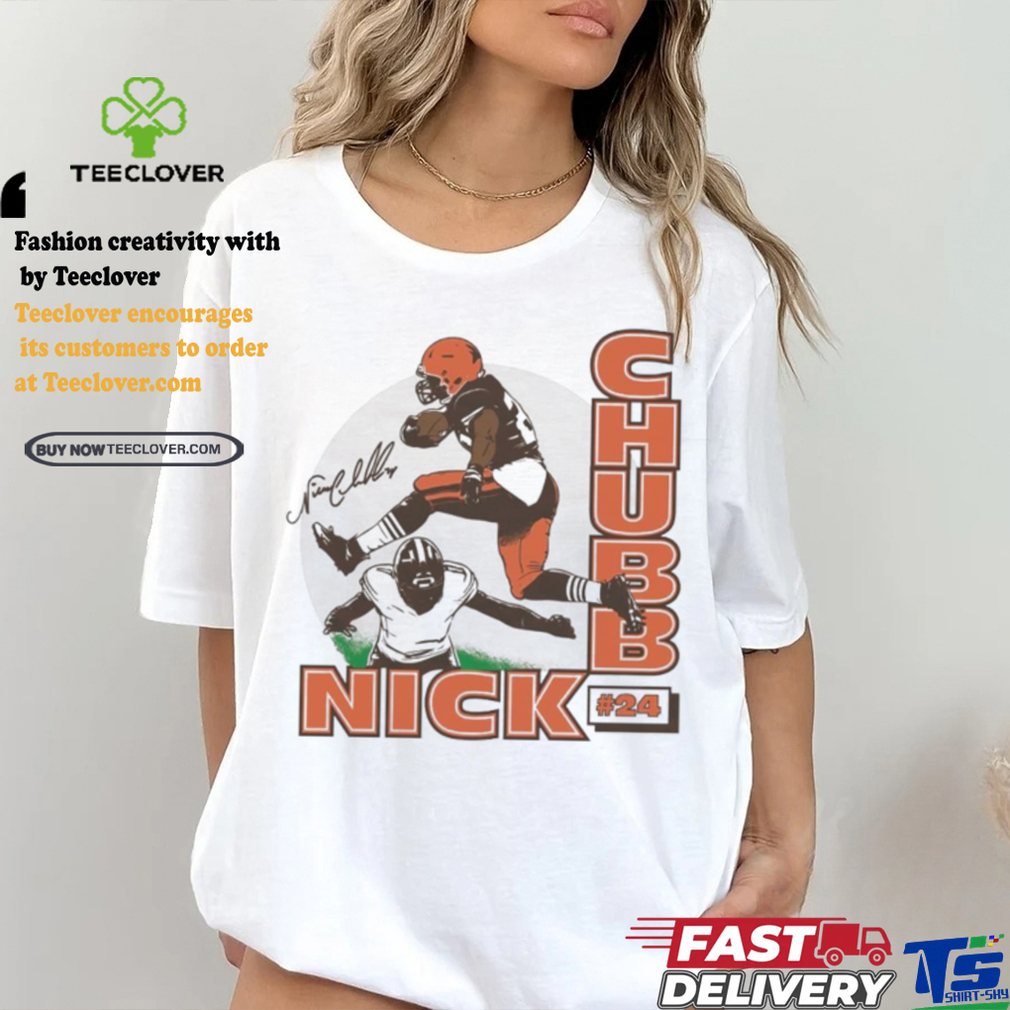 Nick Chubb Cleveland Browns football player leap signature shirt Nick Chubb Cleveland Browns football player leap signature shirt