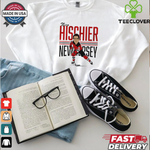 Nico Hischier New Jersey Devils center ice caricature shirt