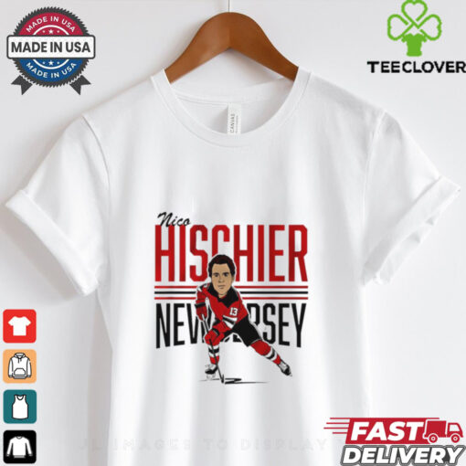 Nico Hischier New Jersey Devils center ice caricature shirt