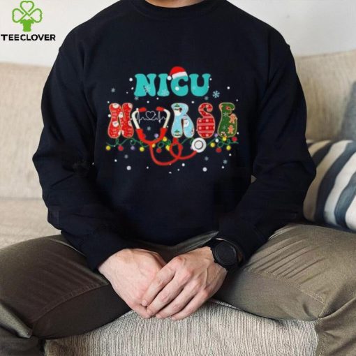 Nicu Nurse Christmas Stethoscope Groovy Funny Nursing Xmas Shirt
