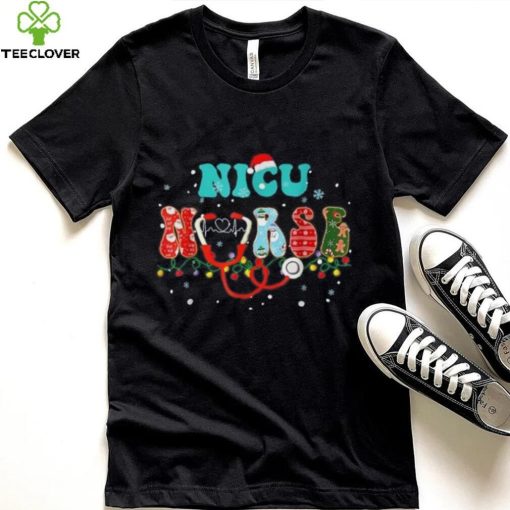 Nicu Nurse Christmas Stethoscope Groovy Funny Nursing Xmas Shirt