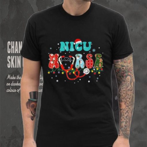Nicu Nurse Christmas Stethoscope Groovy Funny Nursing Xmas Shirt