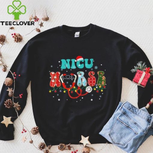 Nicu Nurse Christmas Stethoscope Groovy Funny Nursing Xmas Shirt