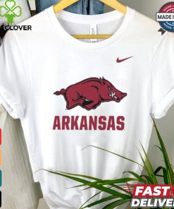 Nike Arkansas Razorbacks White Dri FIT Name Drop Short Sleeve T Shirt