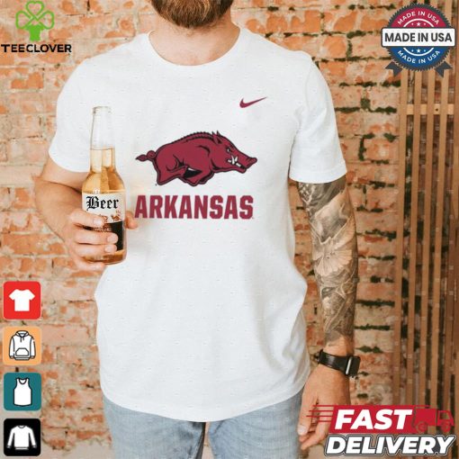 Nike Arkansas Razorbacks White Dri FIT Name Drop Short Sleeve T Shirt