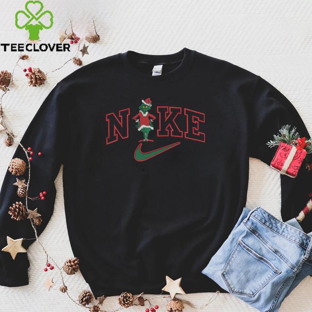 Nike Unisex Grinch Embroidery Christmas Nike T Shirt Nike Unisex Grinch Embroidery Christmas Nike T Shirt