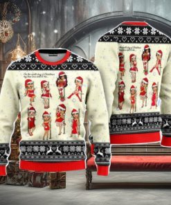Nine Sweet Santa Ladies Dancing Christmas Unisex Ugly Sweater