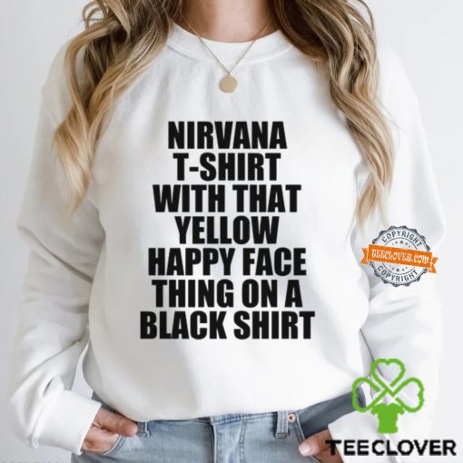 Nirvana T Shirt With That Yellow Happy Face Thing On A Black Shirt