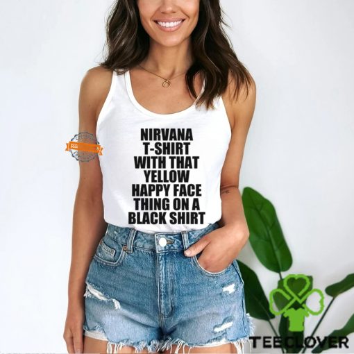 Nirvana T Shirt With That Yellow Happy Face Thing On A Black Shirt