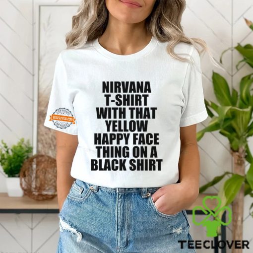 Nirvana T Shirt With That Yellow Happy Face Thing On A Black Shirt