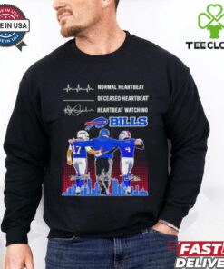 Normal Heartbeat Deceased Heartbeat Watch Buffalo Bills Allen, Cook and Sean McDermott  Hoodie 2D T Shirt