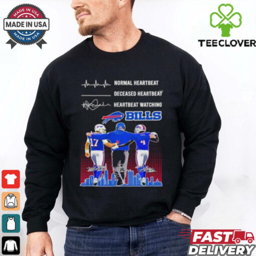 Normal Heartbeat Deceased Heartbeat Watch Buffalo Bills Allen, Cook and Sean McDermott  Hoodie 2D T Shirt