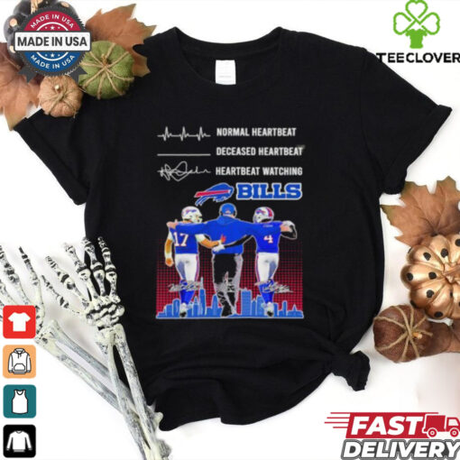 Normal Heartbeat Deceased Heartbeat Watch Buffalo Bills Allen, Cook and Sean McDermott  Hoodie 2D T Shirt