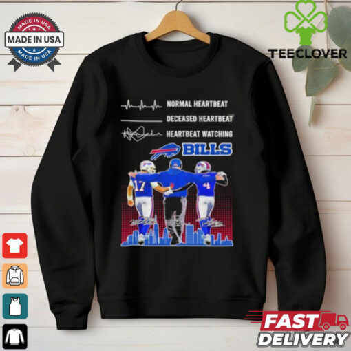 Normal Heartbeat Deceased Heartbeat Watch Buffalo Bills Allen, Cook and Sean McDermott  Hoodie 2D T Shirt