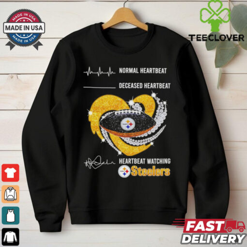 Normal heartbeat deceased heartbeat heartbeat watching Steelers logo shirt