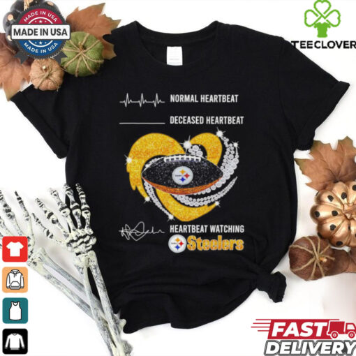 Normal heartbeat deceased heartbeat heartbeat watching Steelers logo shirt